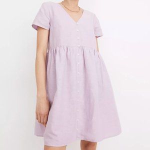 Madewell Linen-Blend Alexandra Button-Front Mini Dress Purple Size XXL